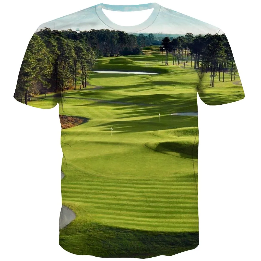 Lawn T-shirt Men Golf Shirt Print Forest T-shirts Graphic Natural Tshirts Cool Game Tshirt Anime