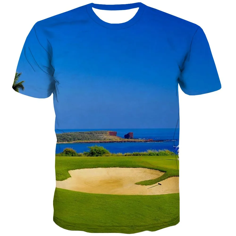 Lawn T-shirt Men Golf T-shirts 3d Forest Tshirts Novelty Natural Tshirt Anime Game Tshirts Casual