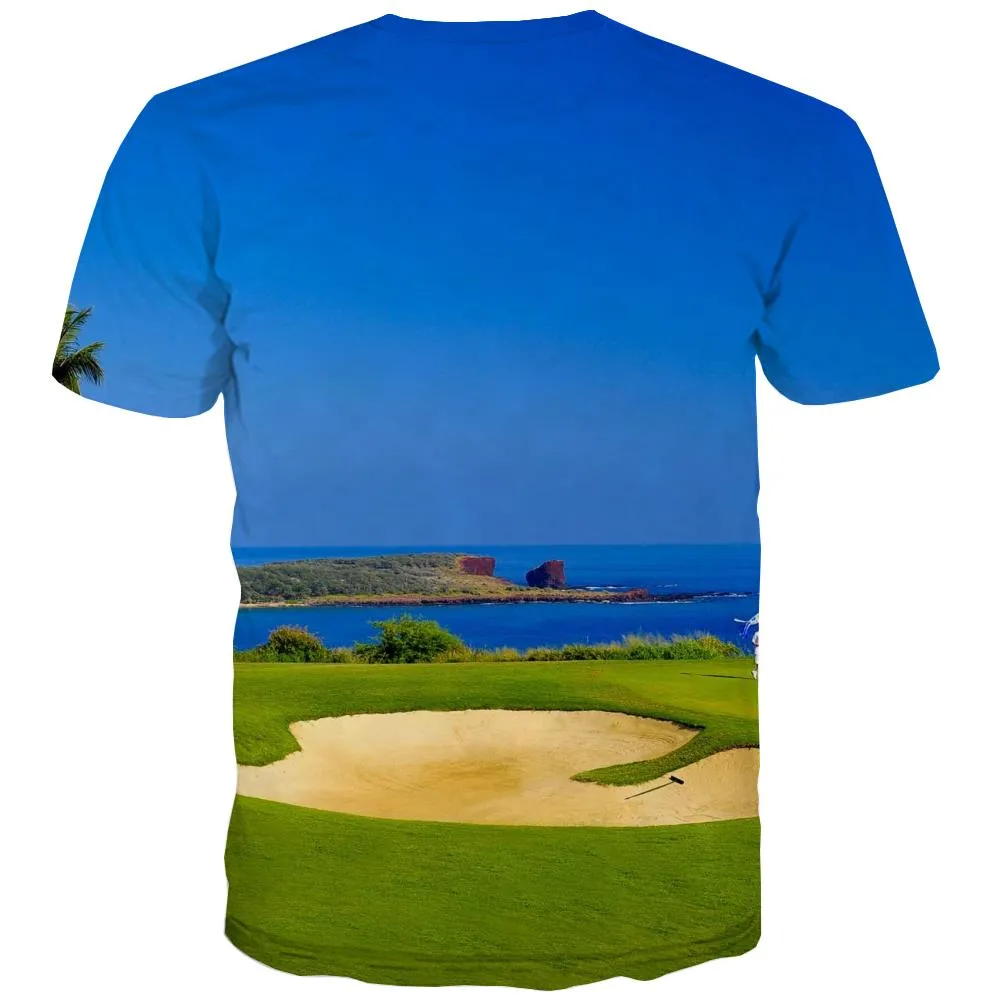 Lawn T-shirt Men Golf T-shirts 3d Forest Tshirts Novelty Natural Tshirt Anime Game Tshirts Casual