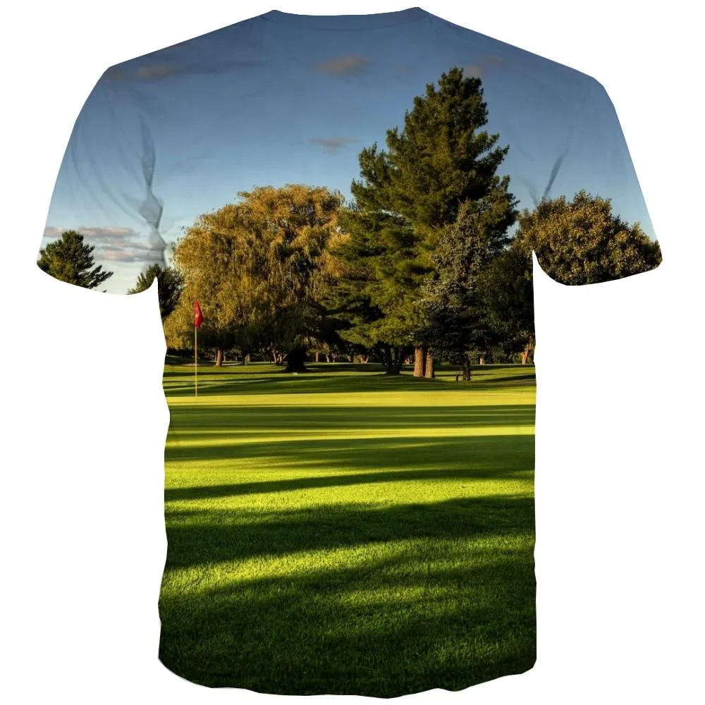 Lawn T-shirt Men Golf Tshirts Cool Forest Shirt Print Natural T-shirts 3d Game T shirts Funny