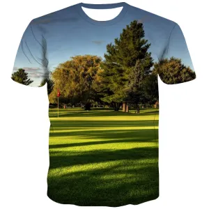 Lawn T-shirt Men Golf Tshirts Cool Forest Shirt Print Natural T-shirts 3d Game T shirts Funny