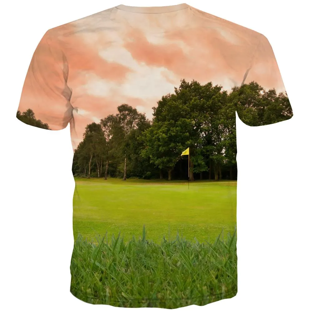 Lawn T shirts Men Golf Tshirts Casual Forest T shirts Funny Natural Tshirts Novelty Game T-shirts Graphic