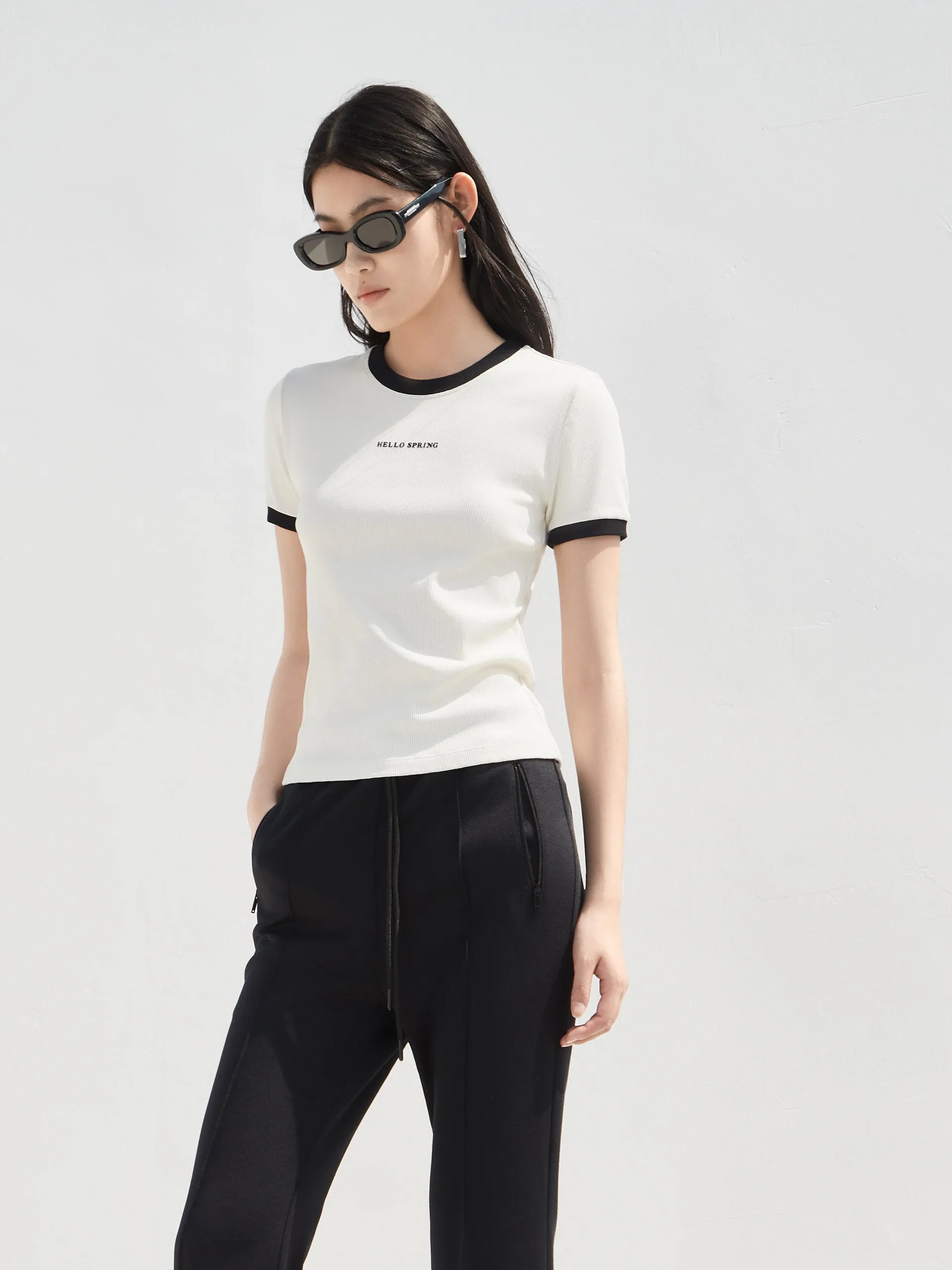 Letter Print Contrast T-shirt