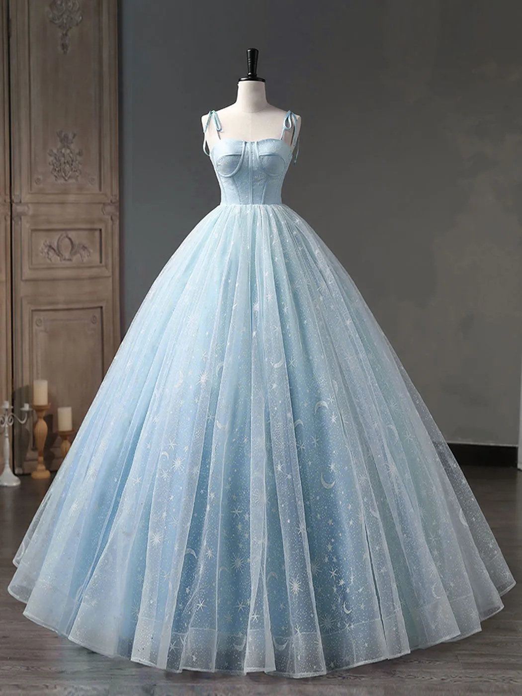 Light Blue Ball Gown Corset Prom Dress Quinceanera Dress