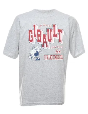 Light Grey & Maroon Gibault Printed T-shirt - XL