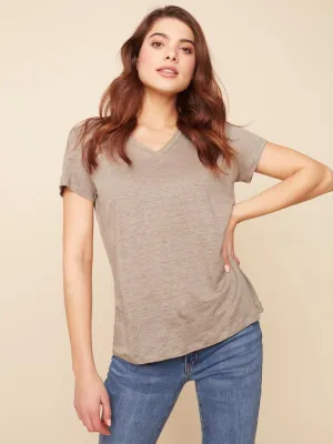 LINEN V-NECK T-SHIRT