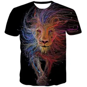 Lion T shirts Men Space Galaxy Tshirt Anime Animal Tshirt Printed Rock Tshirts Casual Gothic Tshirts Cool Short Sleeve summer