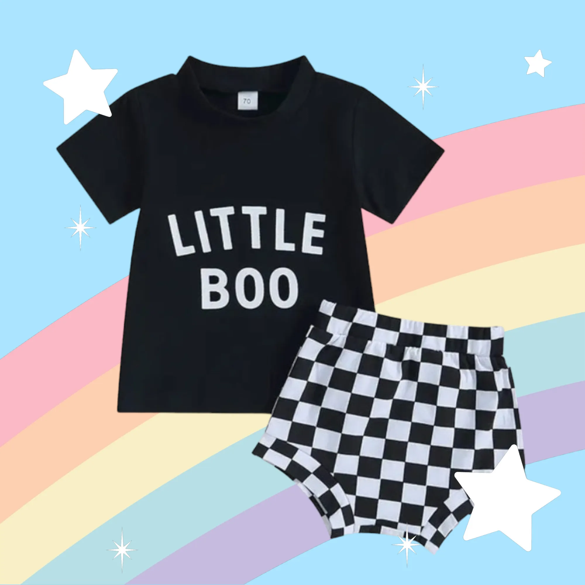 Little Boo T-shirt with Checked Bloomer Gender Neutral  #100097