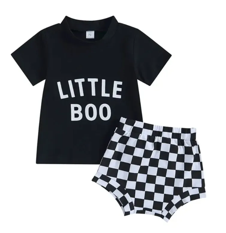 Little Boo T-shirt with Checked Bloomer Gender Neutral  #100097