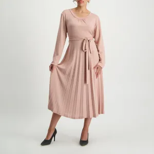 Long Sleeve Pleated Dress