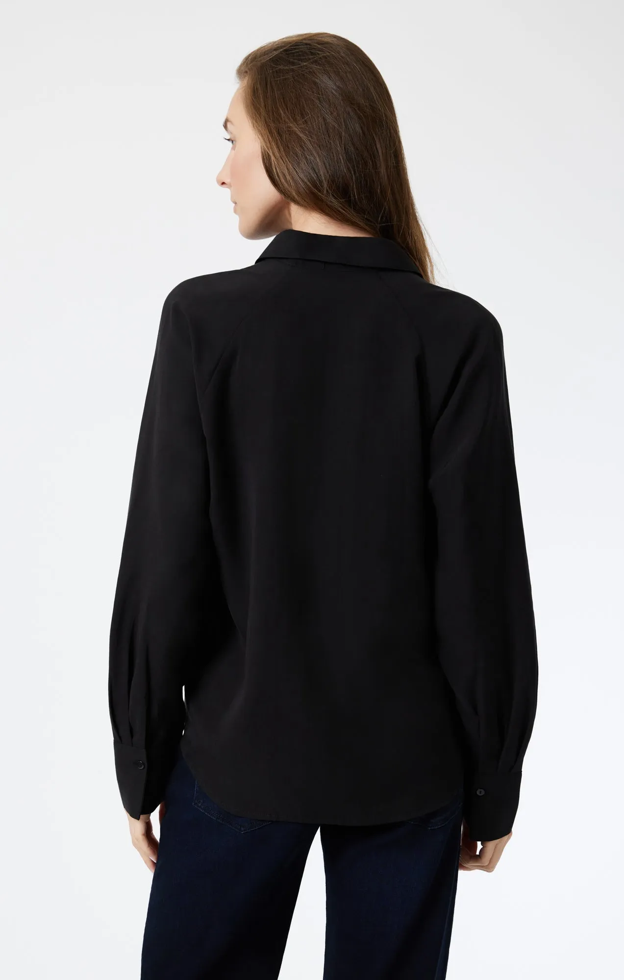 LONG SLEEVE TENCEL SHIRT IN BLACK