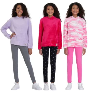 Lucky Brand Girl's Youth 2-Piece Plush Velour Hoodie & Leggings Set