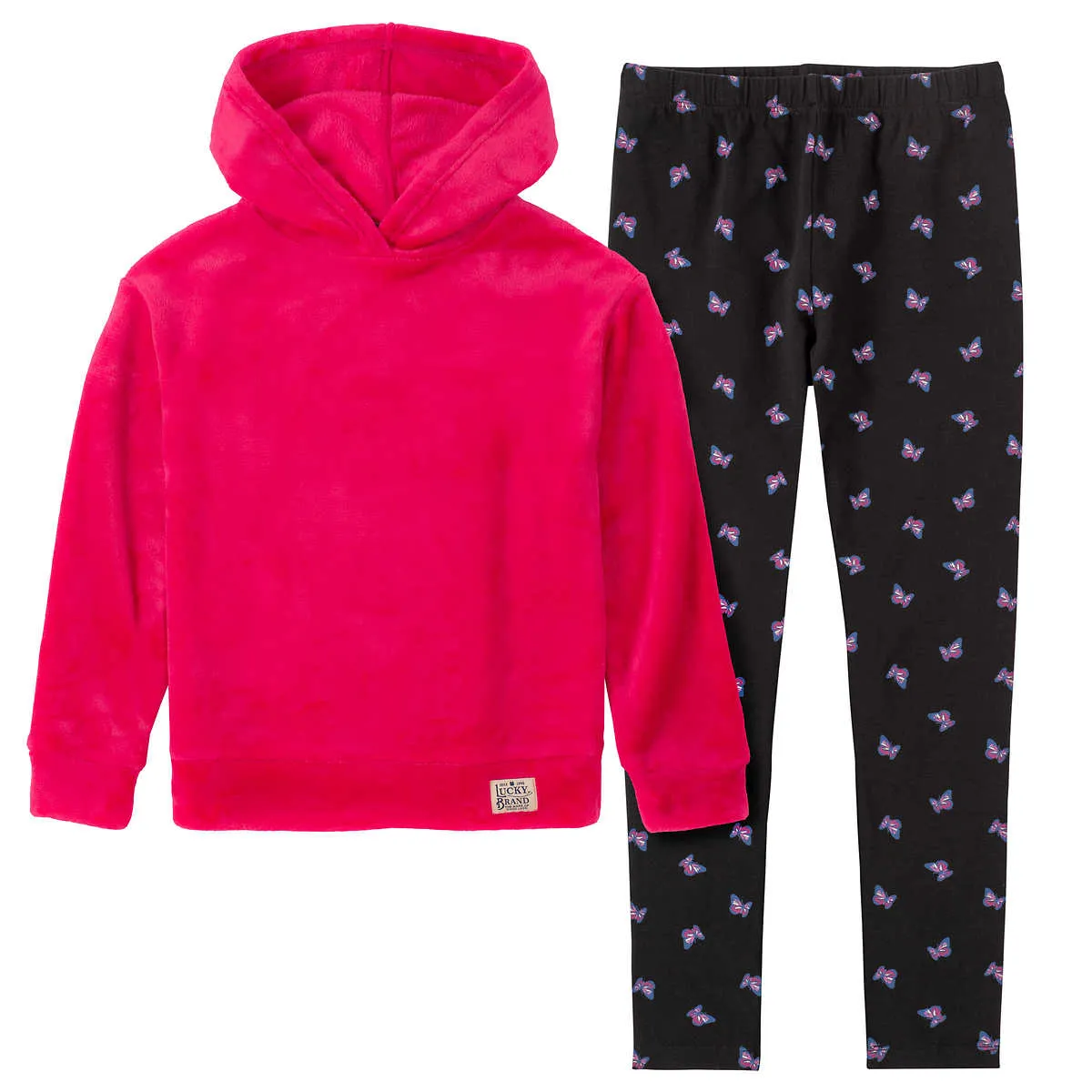 Lucky Brand Girl's Youth 2-Piece Plush Velour Hoodie & Leggings Set