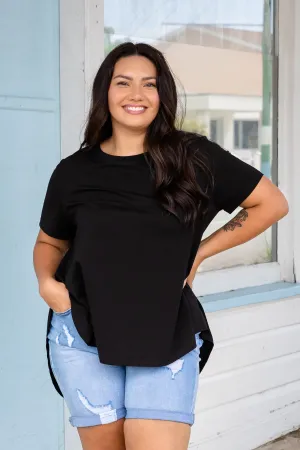 Macey Hi-Low T-Shirt in Black