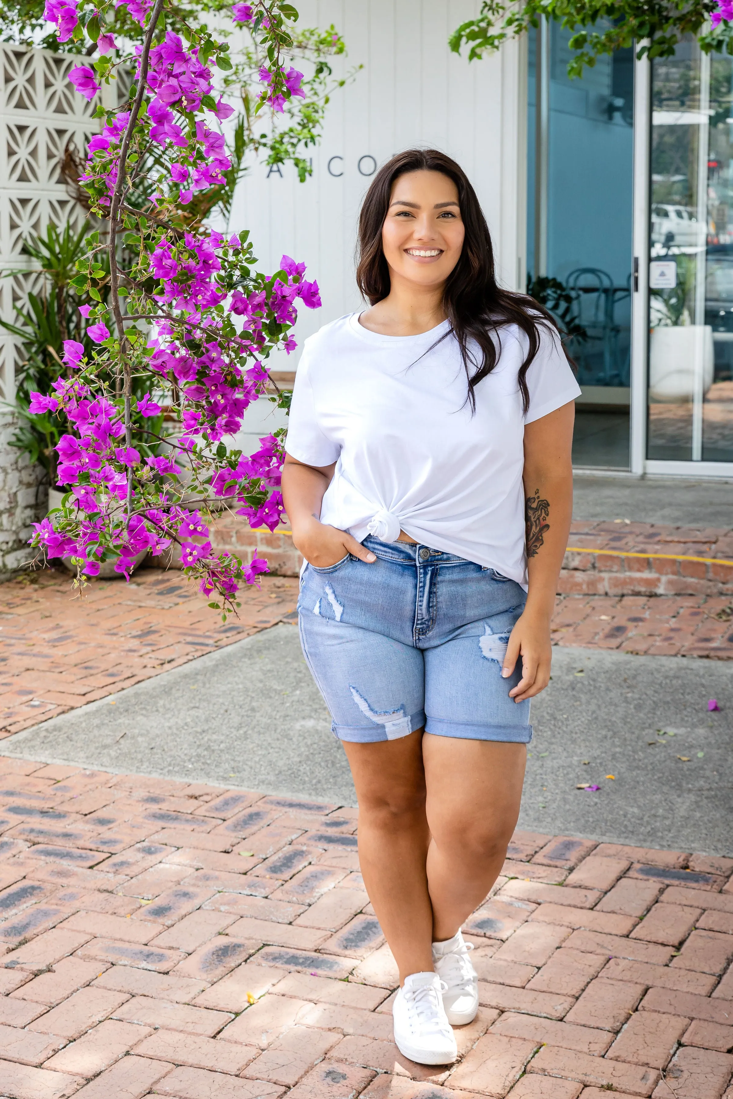 Macey Hi-Low T-Shirt in White