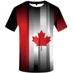 Maple Leaf T shirts Men Graffiti Tshirts Cool Canada T shirts Funny Art T-shirts Graphic Abstract T-shirts 3d Short Sleeve