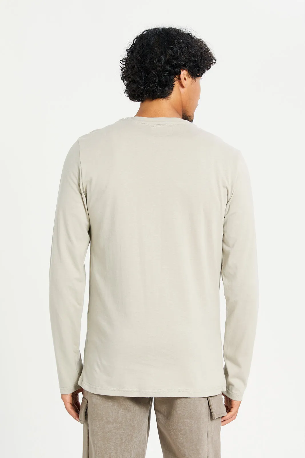 Men Grey Long Sleeve T-Shirt