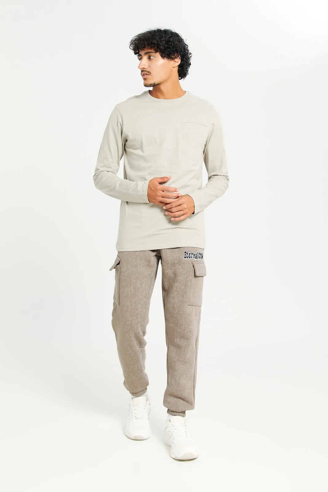 Men Grey Long Sleeve T-Shirt