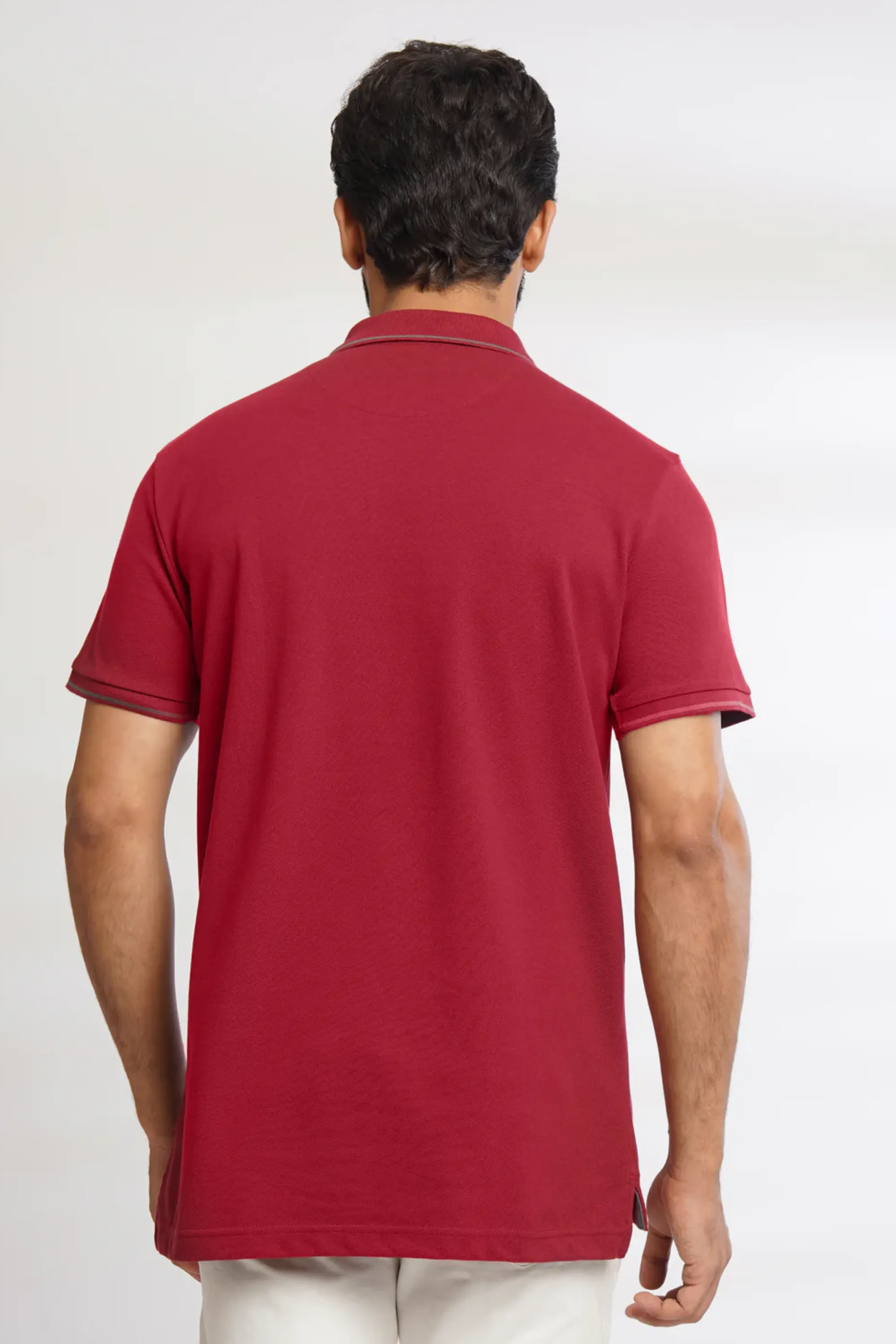 Men Maroon Tipping Polo T-Shirt