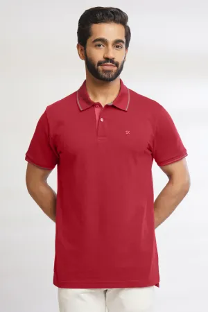 Men Maroon Tipping Polo T-Shirt