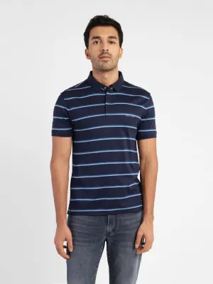 Men's Striped Polo T-shirt Blue