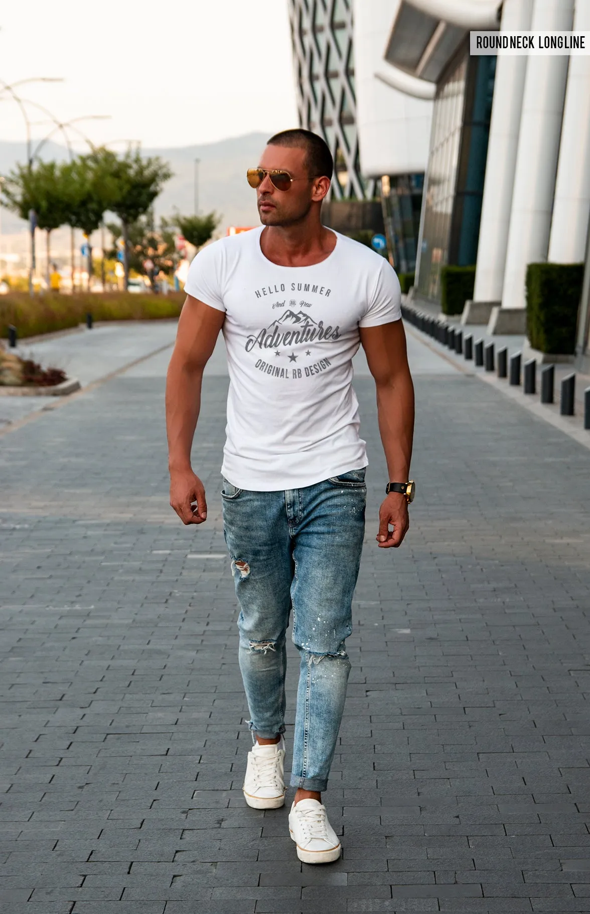 Mens T-shirt "Summer Adventure" MD953 Gray