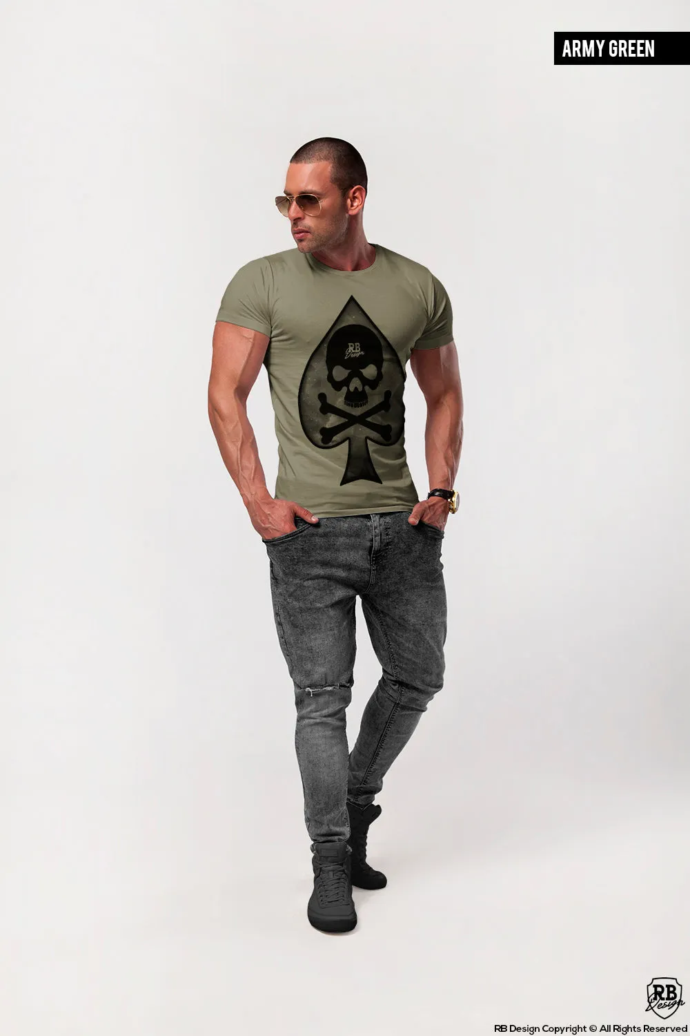 Men's T-shirt RB Design Spade Skull "Galaxy" Graphic Tee / Color Option / MD671