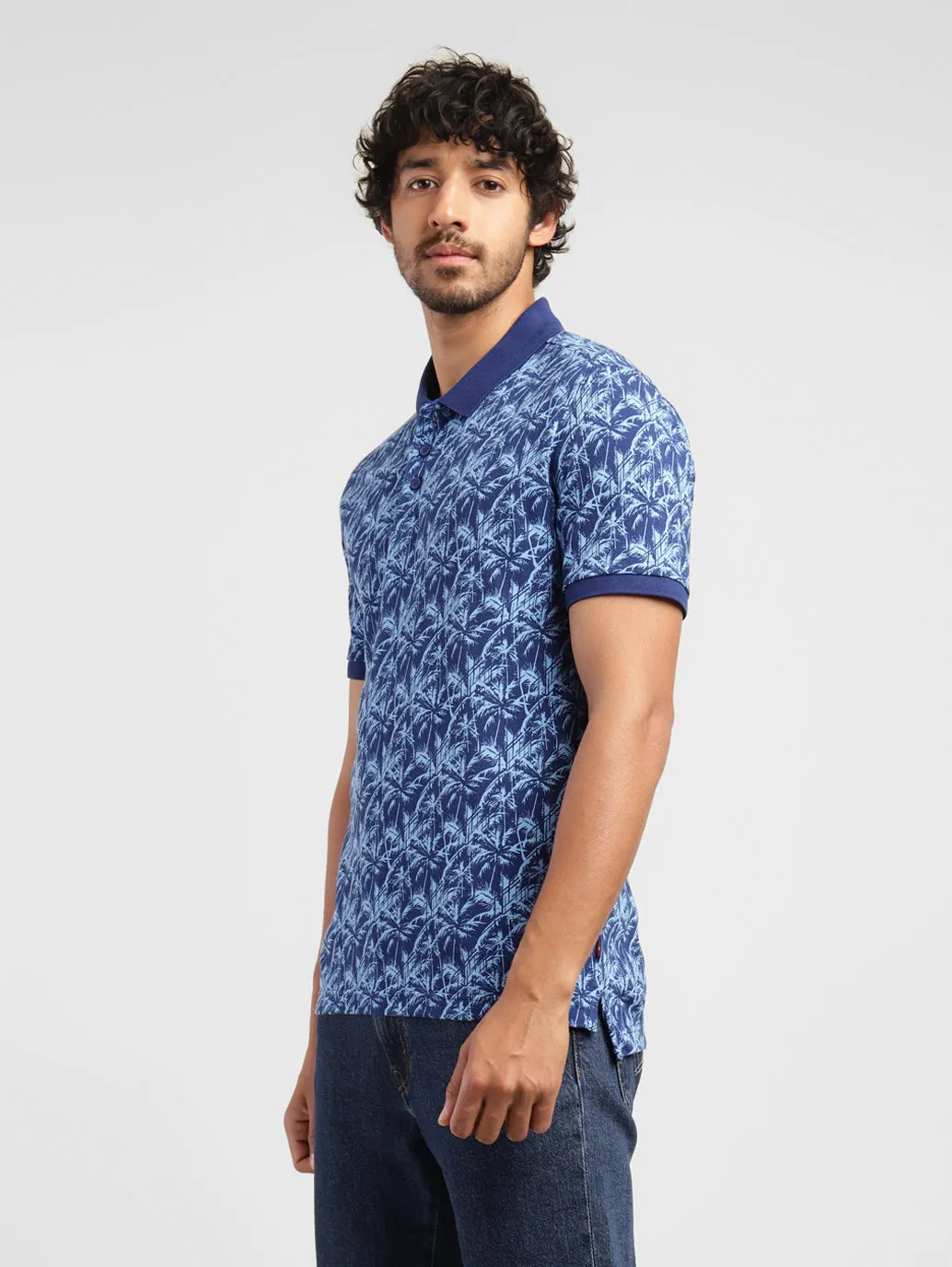 Men's Tropical Print Polo T-shirt