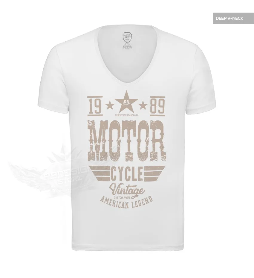 Mens Vintage Motorcycle White T-shirt MD875