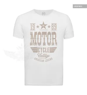 Mens Vintage Motorcycle White T-shirt MD875