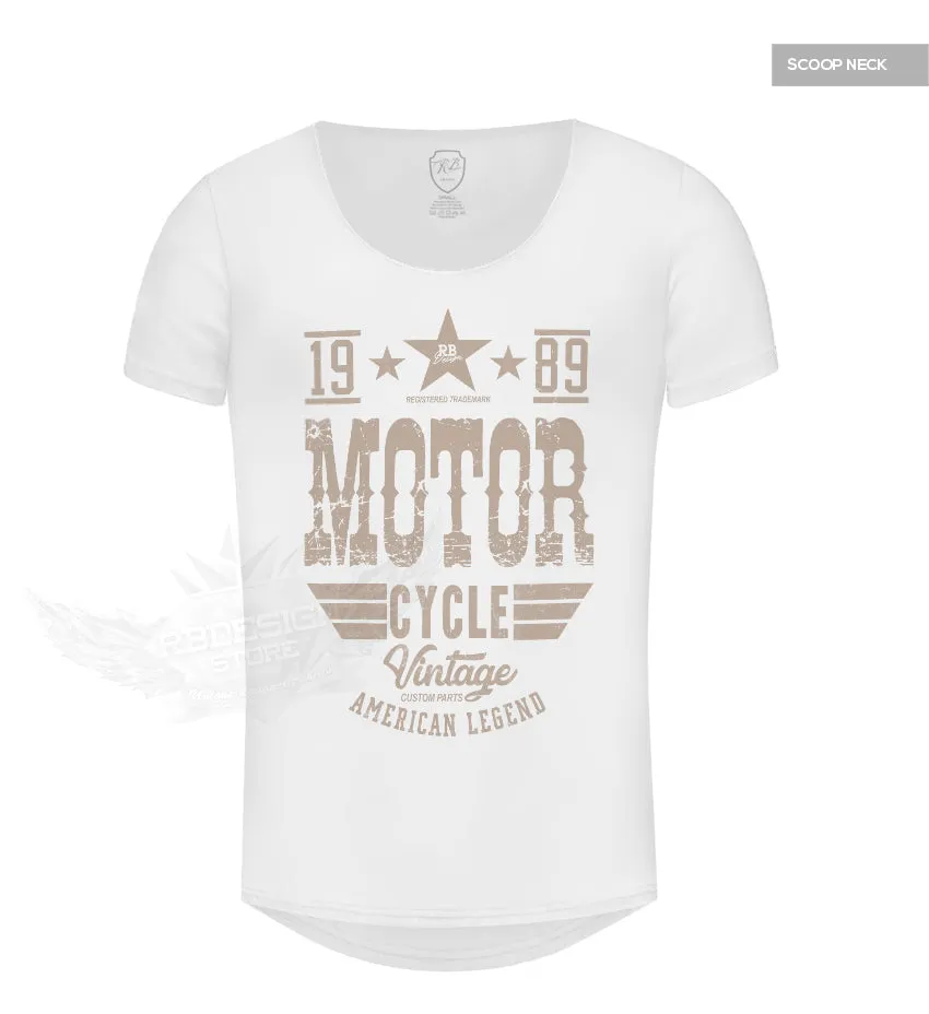 Mens Vintage Motorcycle White T-shirt MD875