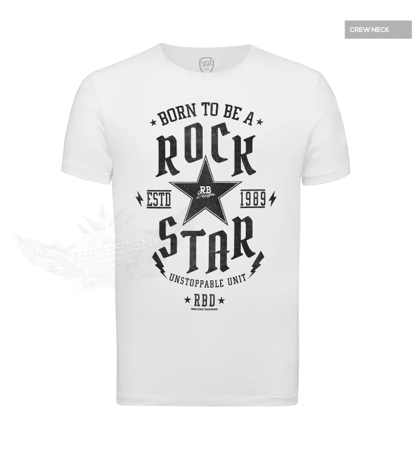 Mens White T-shirt Born To Be a Rock Star MD873