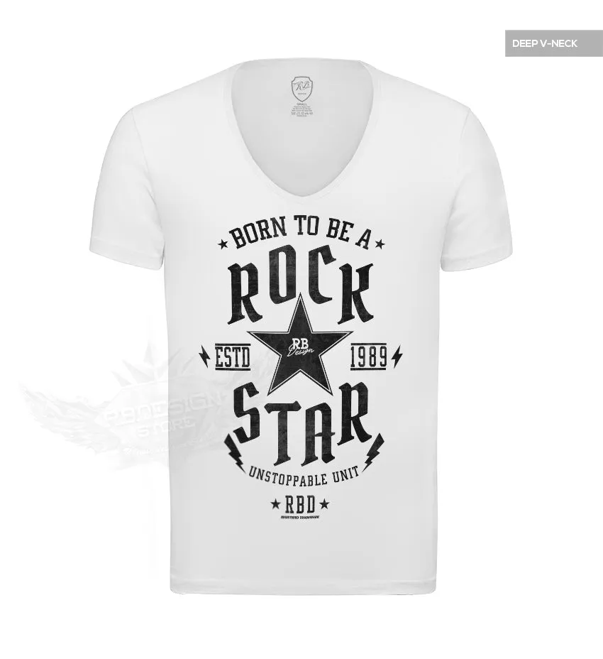 Mens White T-shirt Born To Be a Rock Star MD873