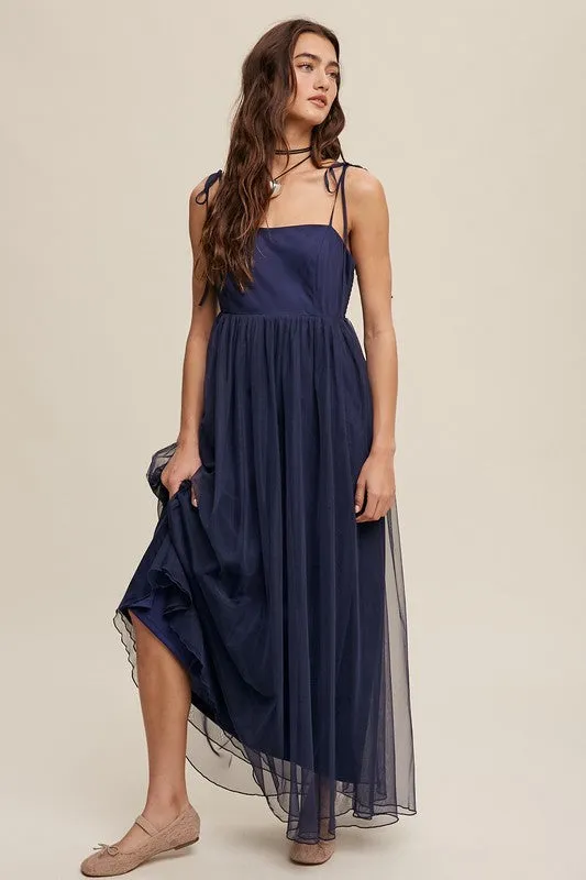 Midnight Romantic Babydoll Maxi Tulle Dress