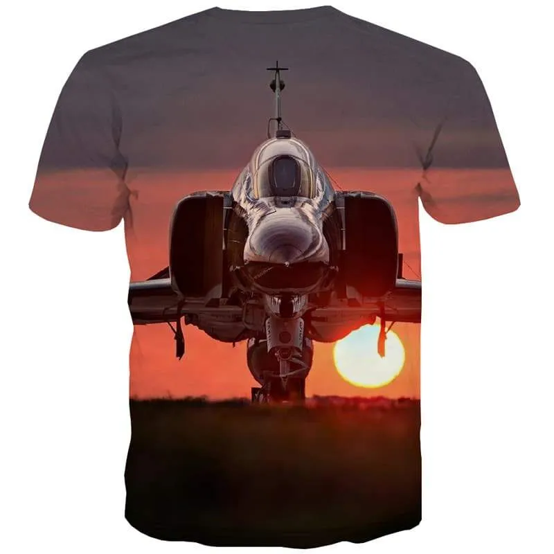 Military T-shirt Men Sunset T shirts Funny Aircraft T-shirts 3d War Tshirt Printed