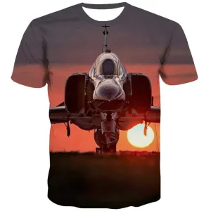 Military T-shirt Men Sunset T shirts Funny Aircraft T-shirts 3d War Tshirt Printed