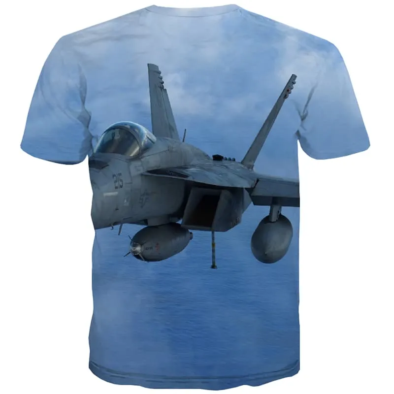 Military T shirts Men War T-shirts Graphic Blue Sky Tshirt Printed Metal Tshirts Casual