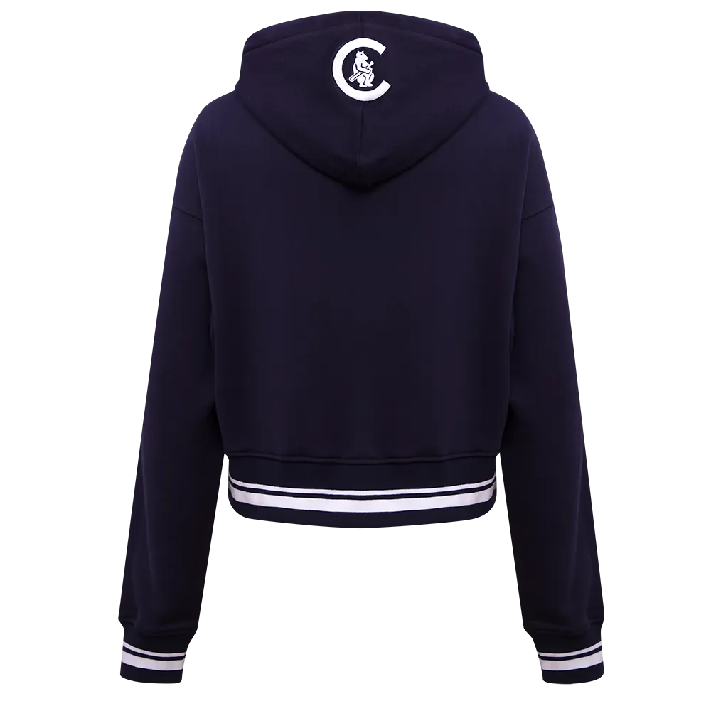 MLB CHICAGO CUBS RETRO CLASSIC WOMEN'S CROPPED PO HOODIE (MIDNIGHT NAVY)