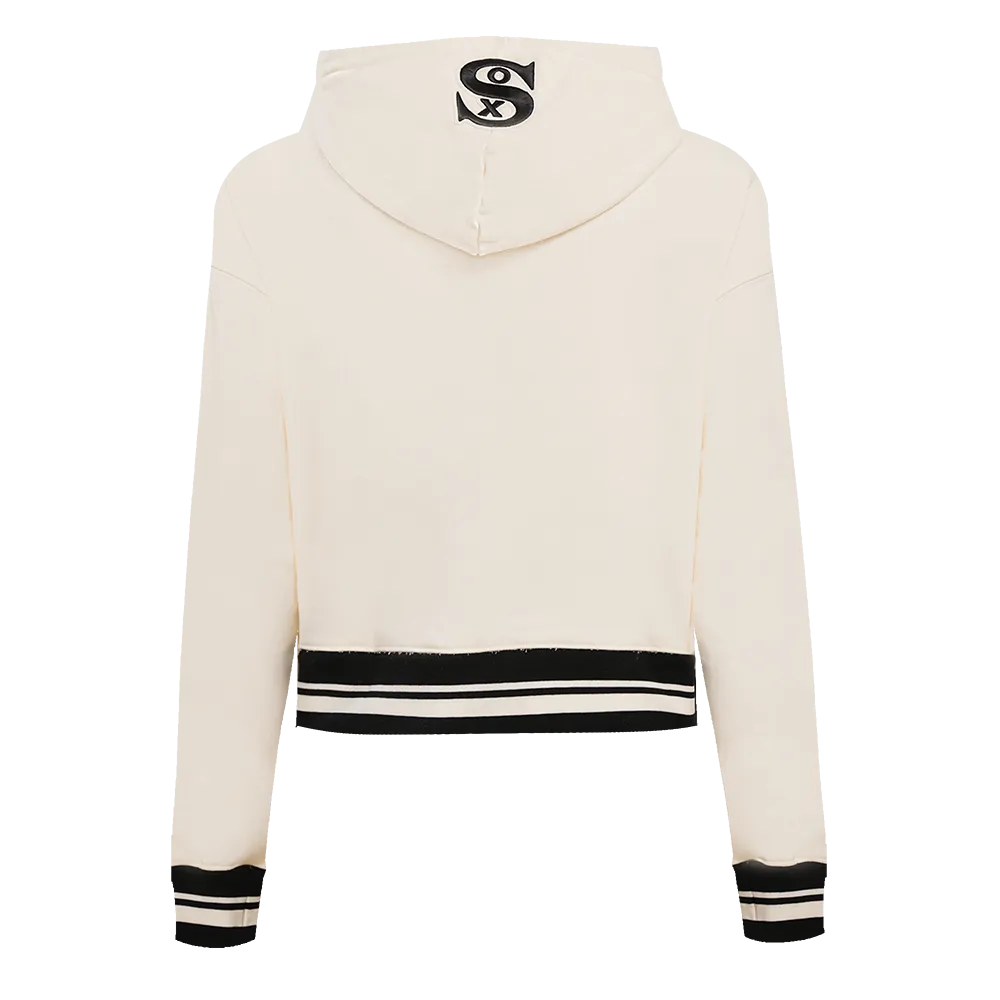 MLB CHICAGO WHITE SOX WOMEN'S RETRO CLASSIC WOMEN'S RIB CROPPED PO HOODIE (EGGSHELL/BLACK)