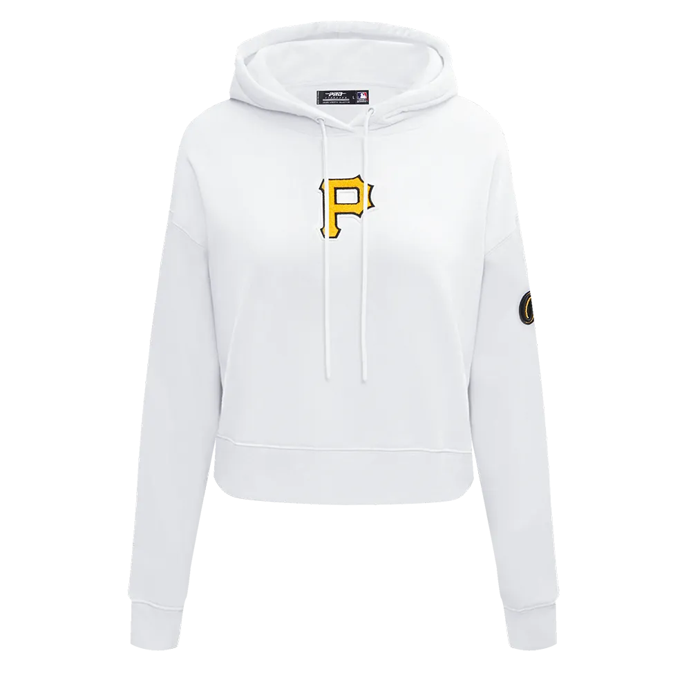 MLB PITTSBURG PIRATES CLASSIC WOMEN'S FLC CROPPED PO HOODIE (WHITE)