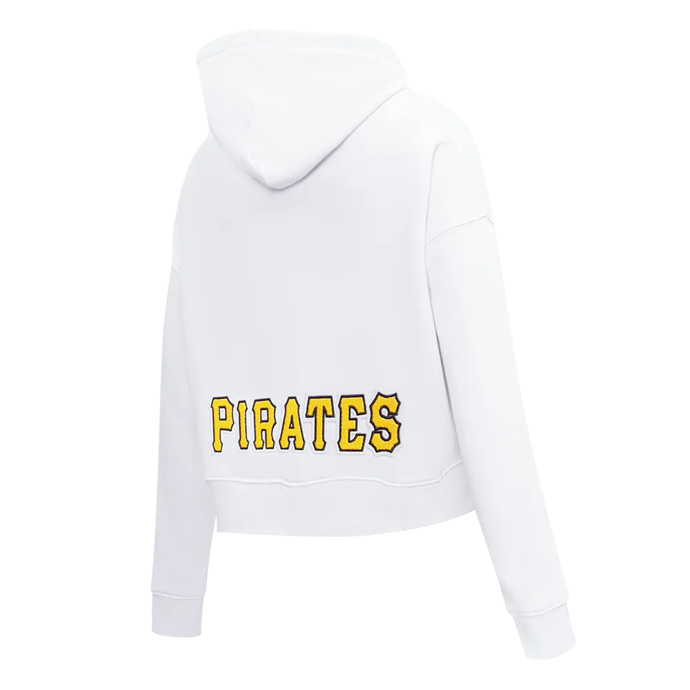 MLB PITTSBURG PIRATES CLASSIC WOMEN'S FLC CROPPED PO HOODIE (WHITE)