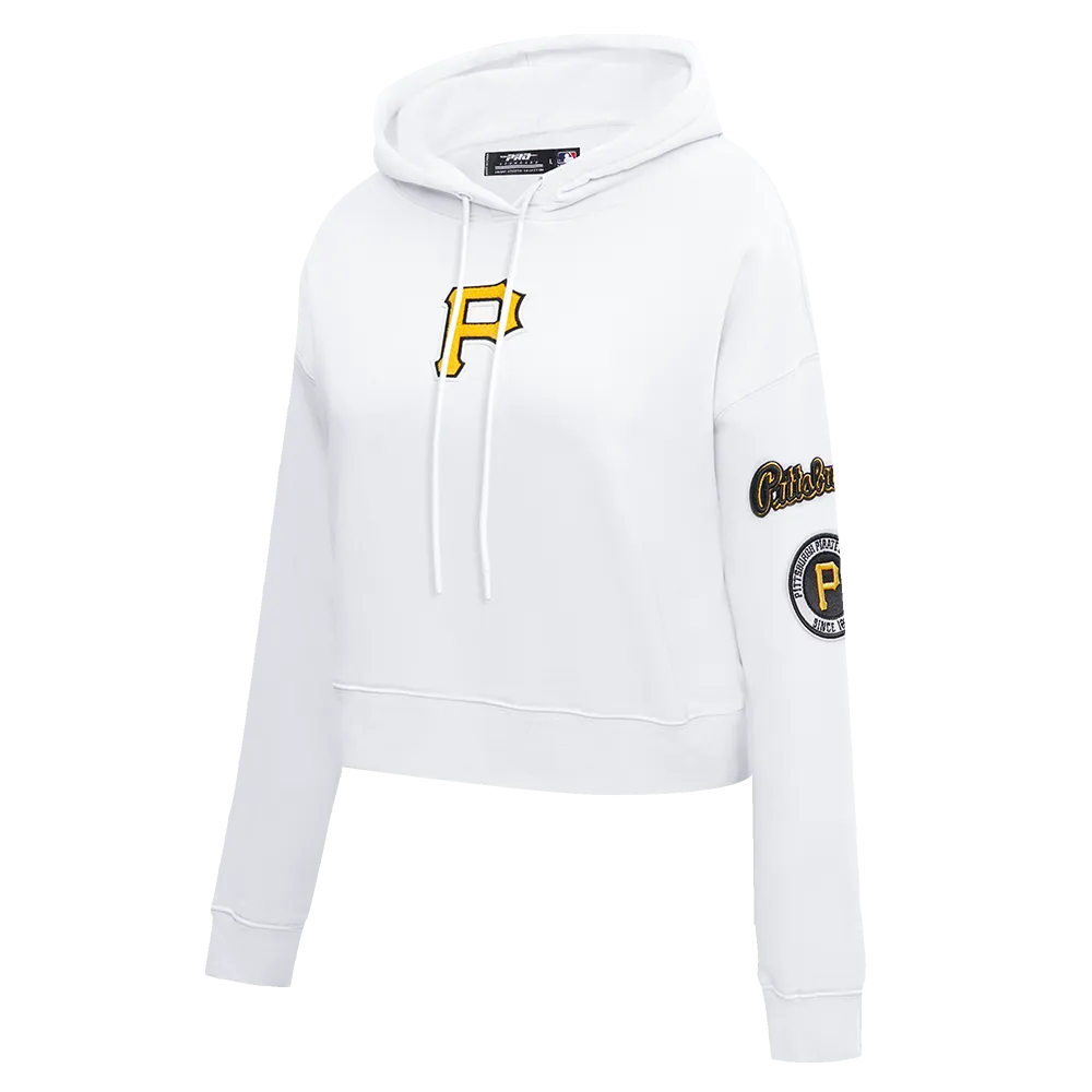 MLB PITTSBURG PIRATES CLASSIC WOMEN'S FLC CROPPED PO HOODIE (WHITE)