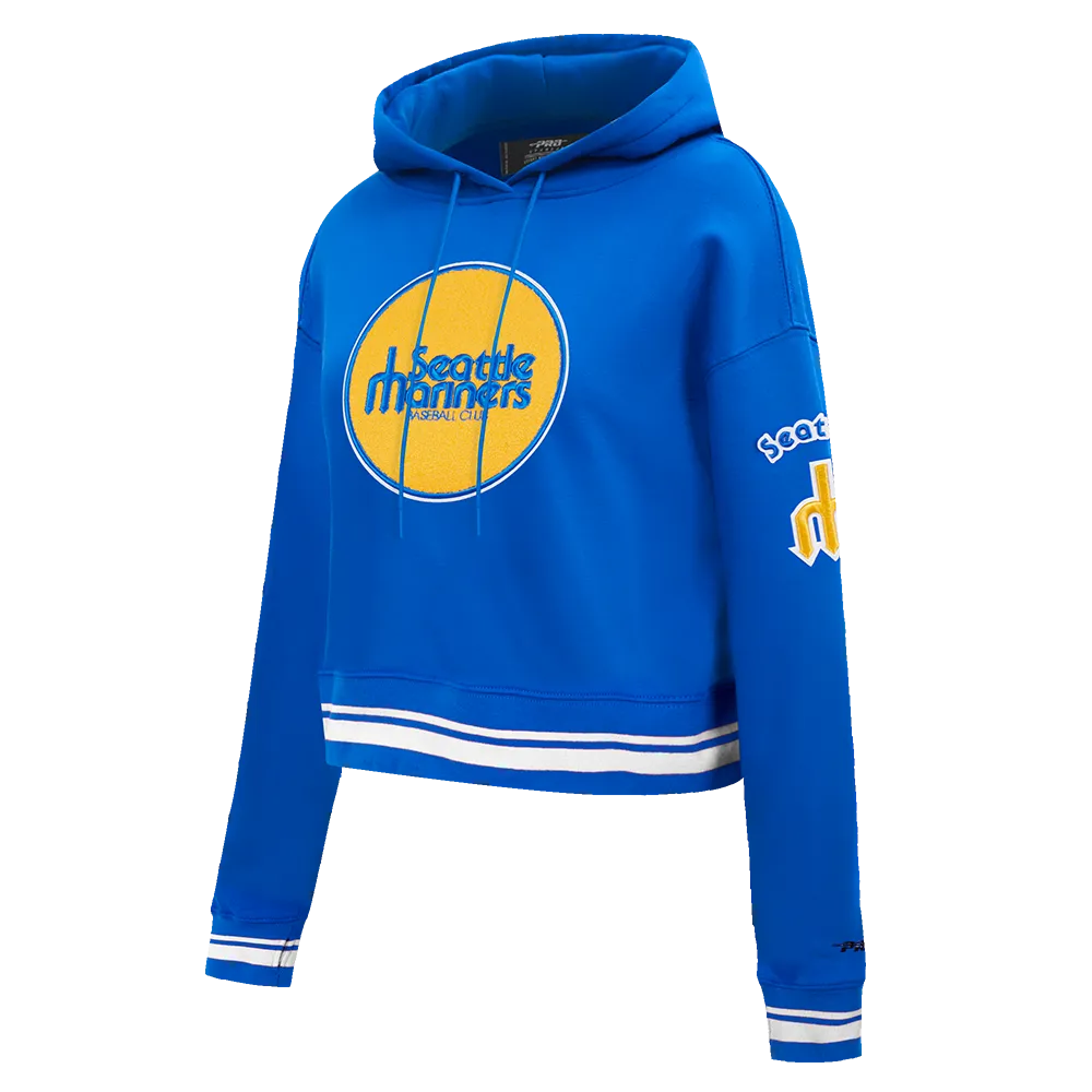 MLB SEATTLE MARINERS RETRO CLASSIC WOMEN'S RIB CROPPED PO HOODIE (ROYAL BLUE)