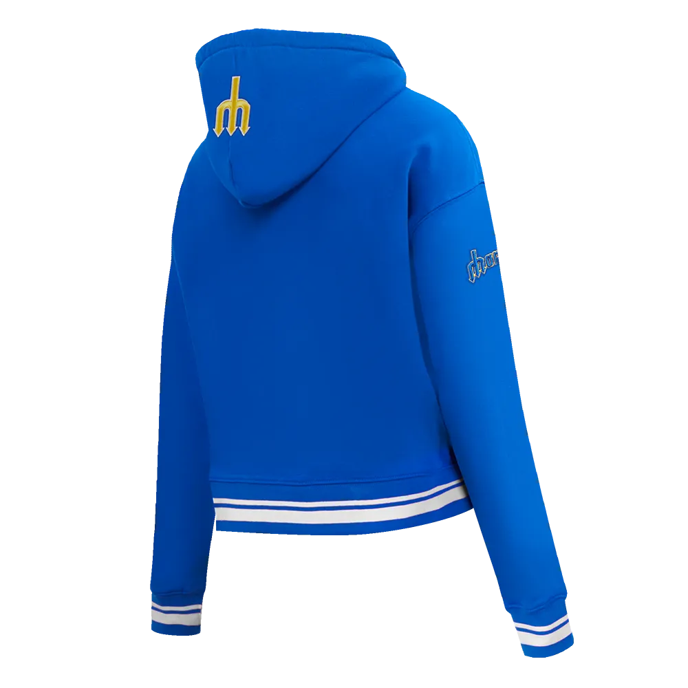 MLB SEATTLE MARINERS RETRO CLASSIC WOMEN'S RIB CROPPED PO HOODIE (ROYAL BLUE)