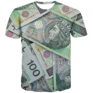 Money T-shirt Men Poland Tshirts Cool Harajuku Tshirt Printed Gothic Tshirts Casual Colorful T-shirts Graphic Short Sleeve