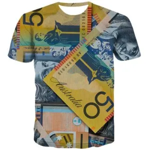 Money T-shirt Men Retro T-shirts Graphic Germany Tshirts Cool Colorful T shirts Funny Gothic T-shirts 3d Short Sleeve summer