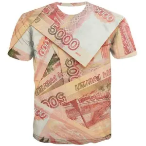 Money T-shirt Men Russian Ruble T shirts Funny Russia Tshirt Printed Abstract Tshirts Novelty Harajuku Shirt Print Short Sleeve