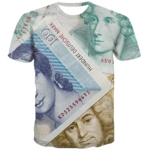 Money T shirts Men Letter T shirts Funny Harajuku T-shirts 3d Abstract Shirt Print Gothic Tshirt Anime Short Sleeve summer