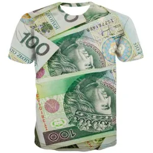 Money T shirts Men Poland T shirts Funny Refraction Tshirts Cool Harajuku Tshirts Novelty Colorful Tshirts Casual Short Sleeve