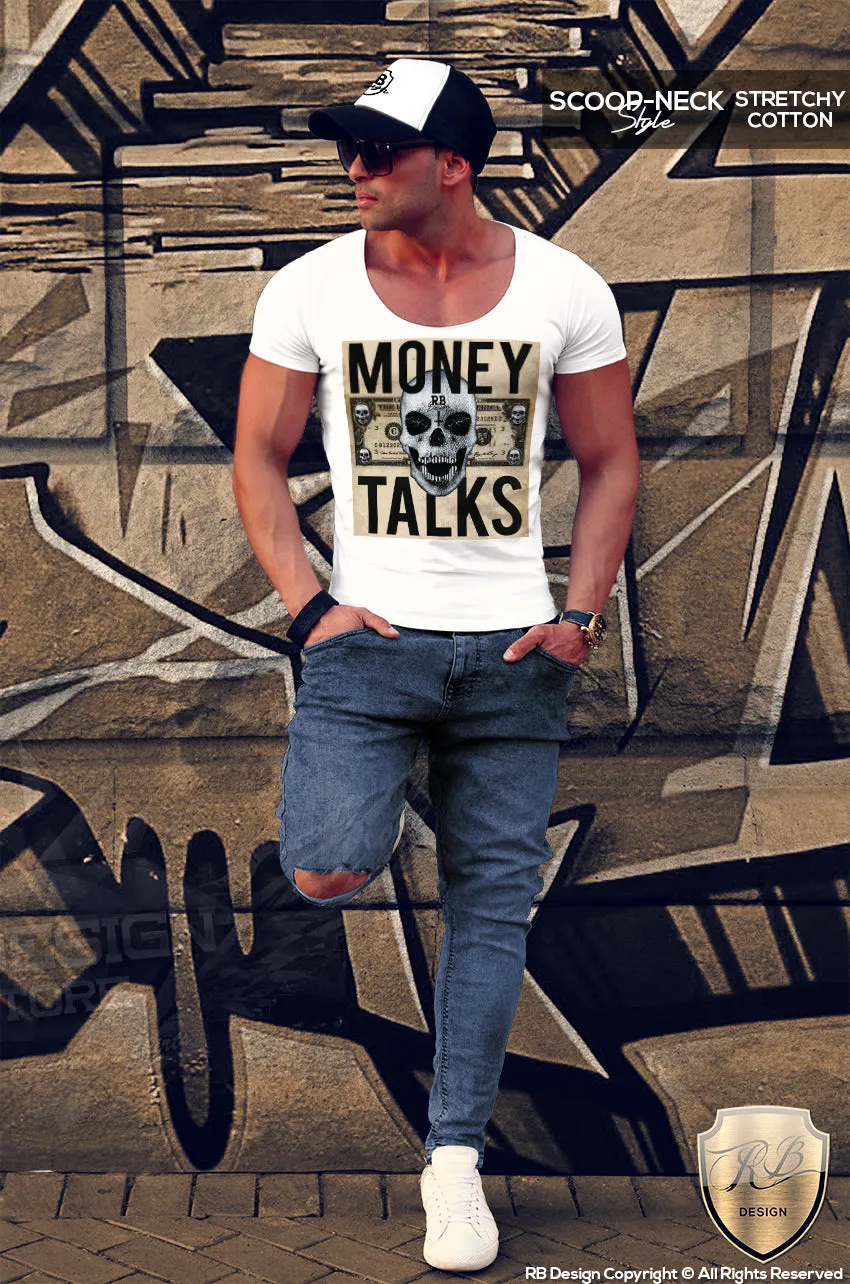 Money Talks Designer Skull Mens T-shirt Dollar Bill Tank Top MD669 C